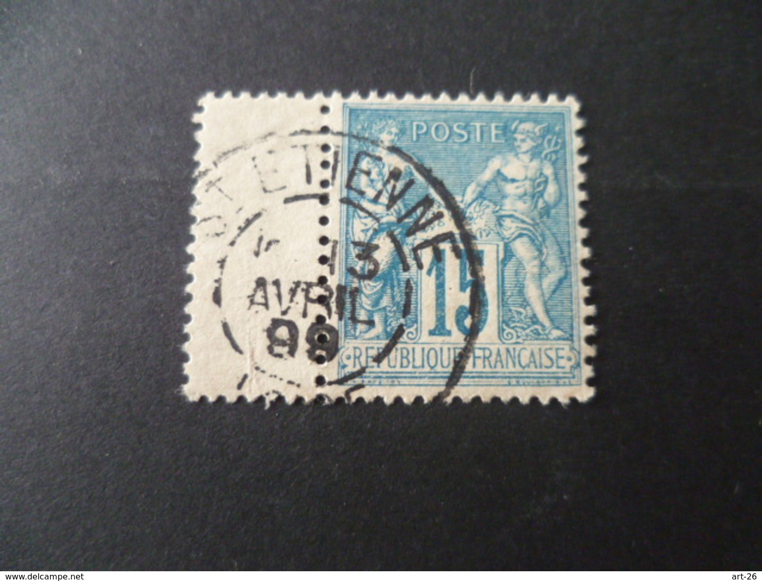 SAGE  15 Cts Bleu  OBLITERE  ST ETIENNE LOIRE - 1876-1898 Sage (Type II)