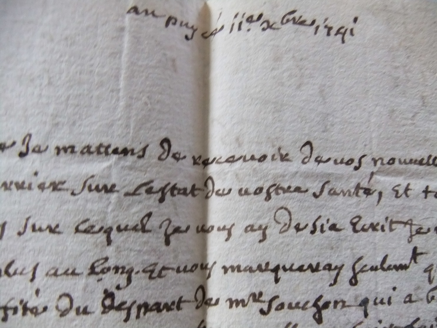 Courrier Fait Au PUY 1741 - Documents Historiques