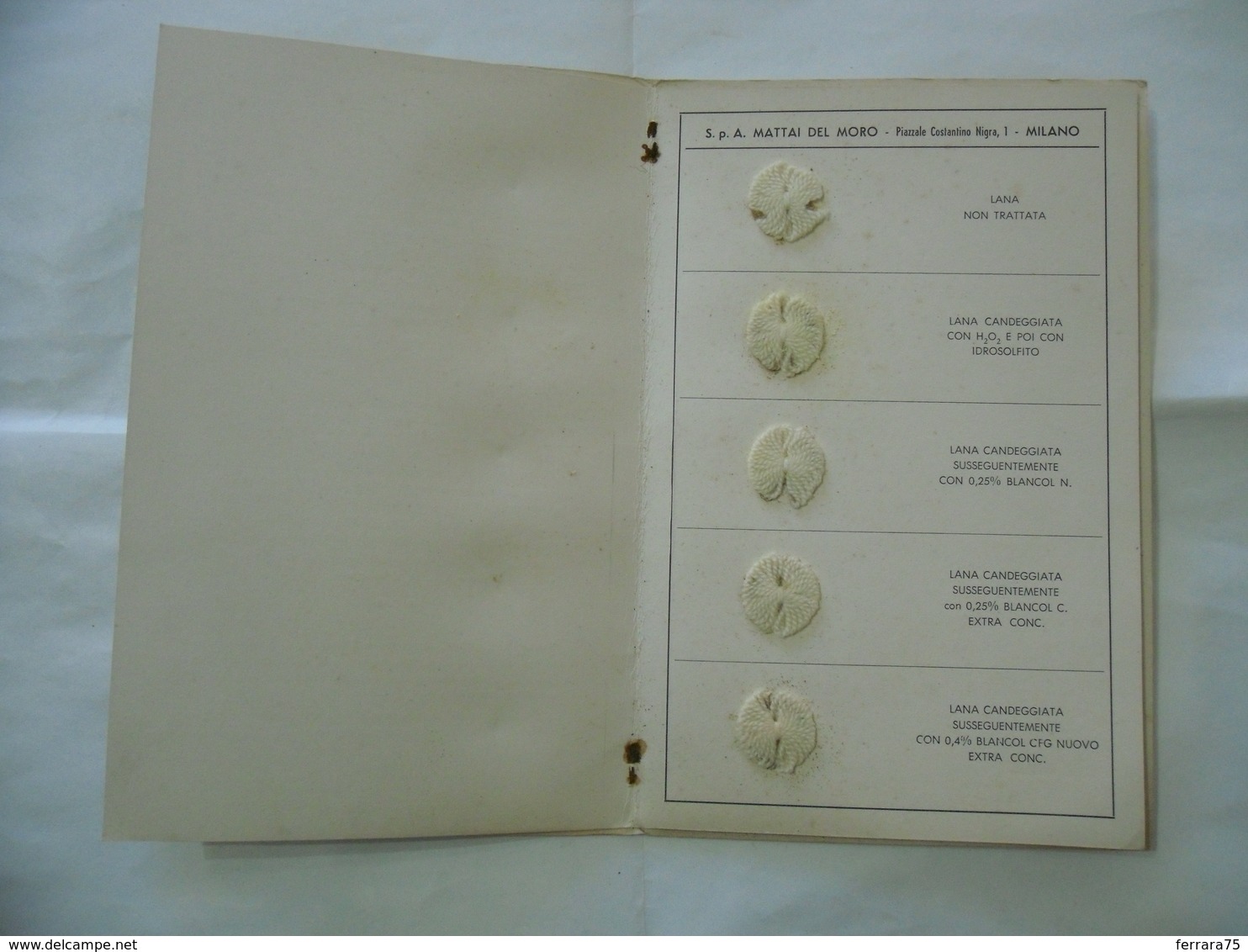 DEPLIANT LIBRETTO MATTAI DEL MORO CANDEGGIANTI OTTICI FIBRE HOLLIDAY HUDDESFIELD - Medecine, Biology, Chemistry