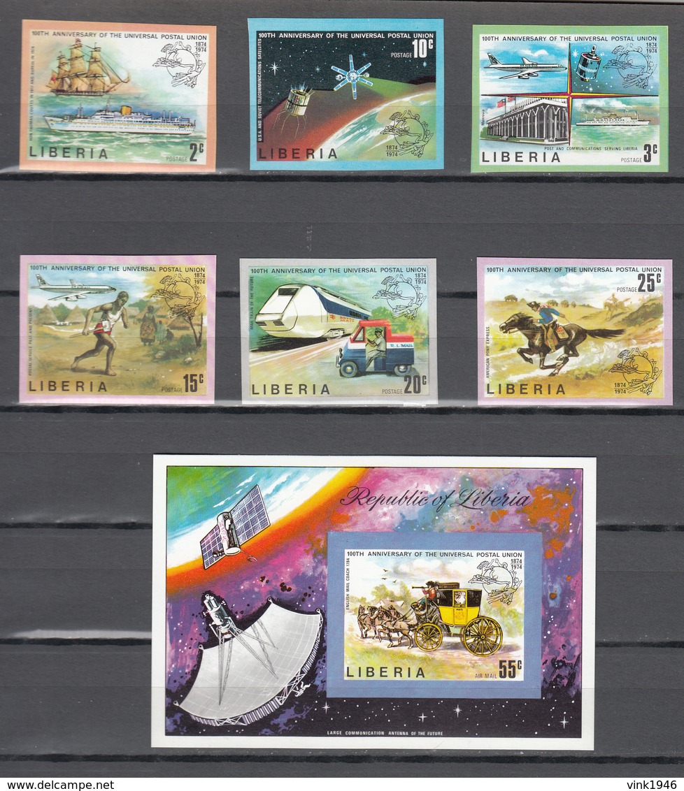 Liberia 1974,6V+Block,IMP,centenario De La UPU 1874-1974,Union Postale Universelle,MNH/Postfris(L3330) - UPU (Universal Postal Union)