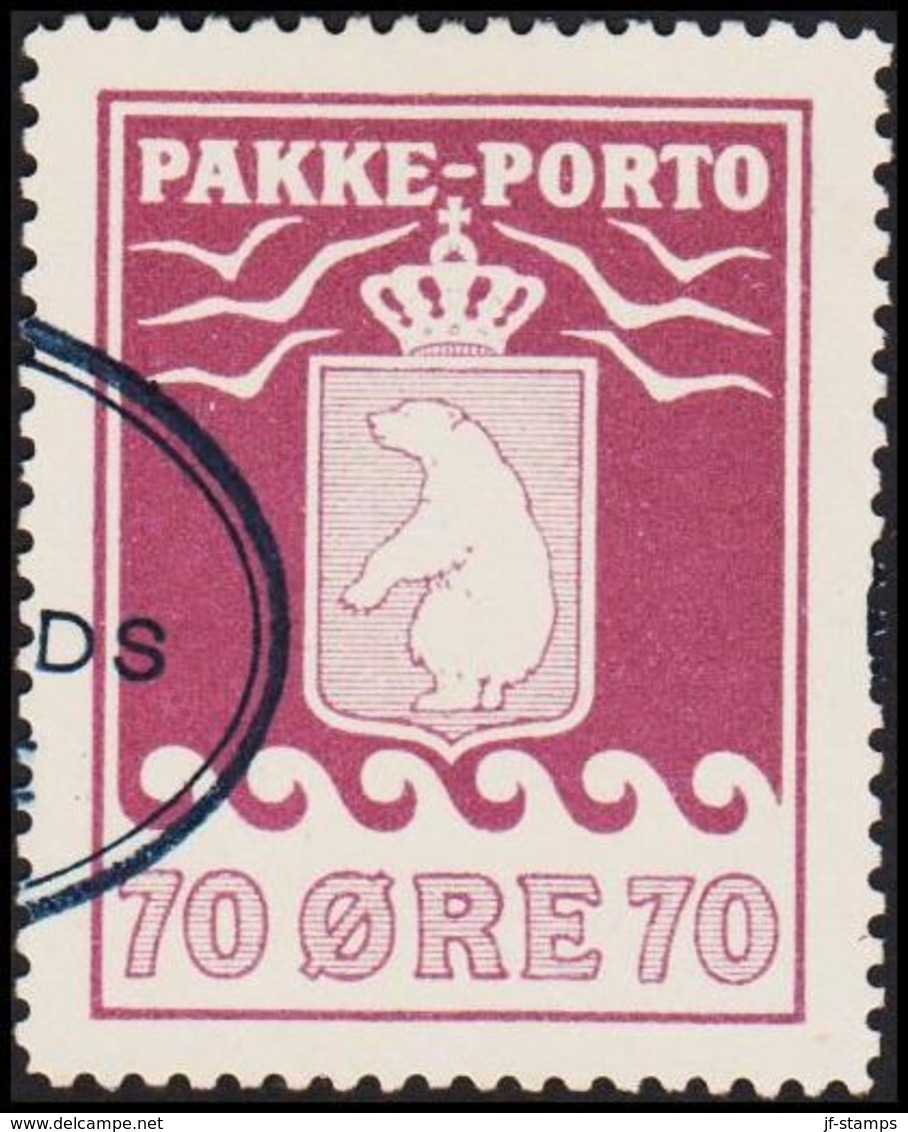 1937. PAKKE PORTO. 70 øre Red Violet. Andreasen & Lachmann Litho. Perf. 11.  (Michel 13) - JF306929 - Spoorwegzegels