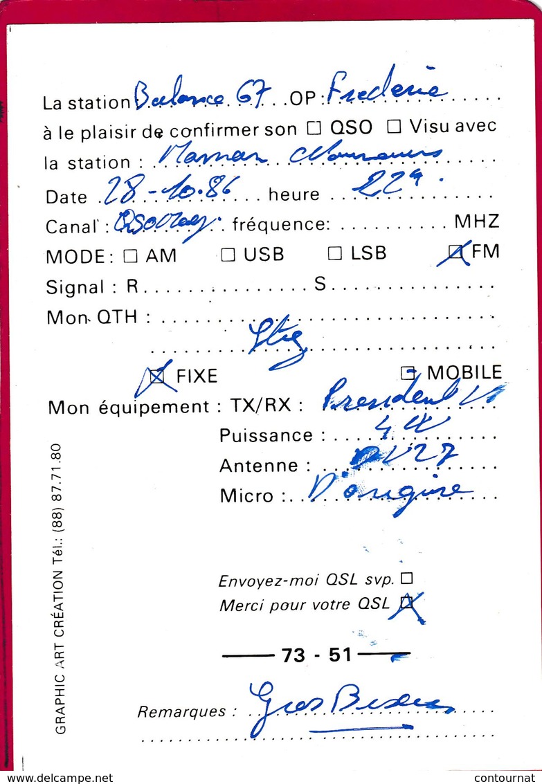 AMateur RADIO BALANCE  67  Est De La France Neuhof Q.S.L. (F6 - Radio Amateur