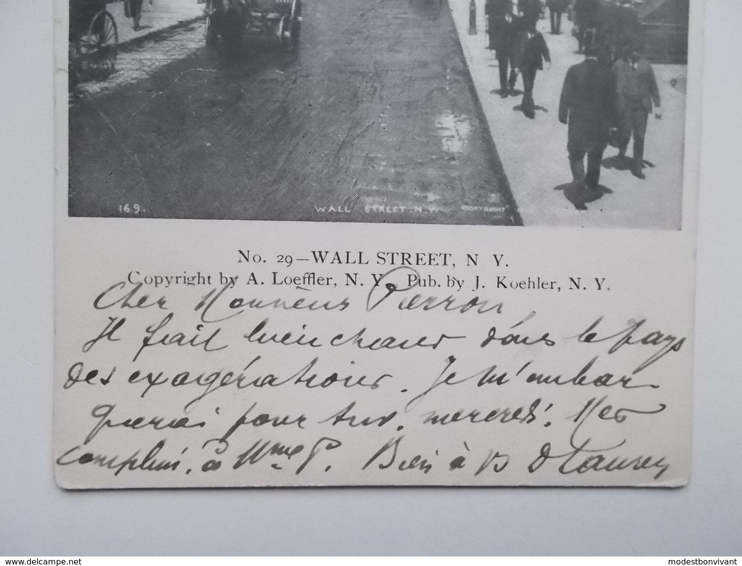 CPA Original 1901: Pivate Mailing Card Van Wall Street N.Y.  -aan Sander PIERRON, Auteur, Journalist, Kuntcriticus, - Ecrivains