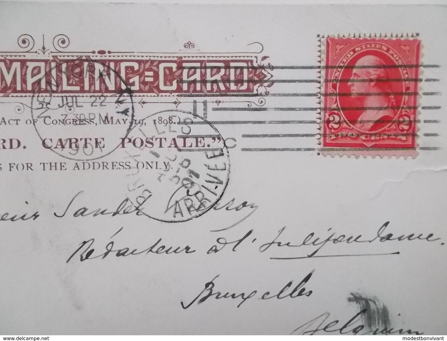CPA Original 1901: Pivate Mailing Card Van Wall Street N.Y.  -aan Sander PIERRON, Auteur, Journalist, Kuntcriticus, - Ecrivains
