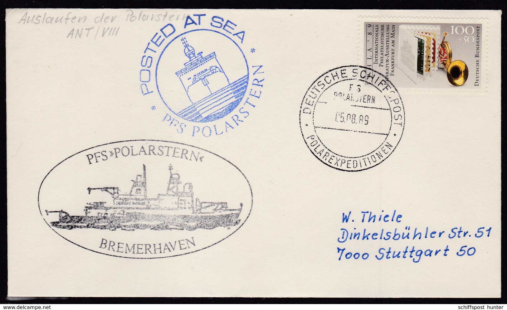 ANTARCTIC,Germany, FS "POLARSTERN" , ANT-VIII, 2 Cachets + Bordpoststpl. 05.08.1989, Low Price !! 24.6-51 - Autres & Non Classés