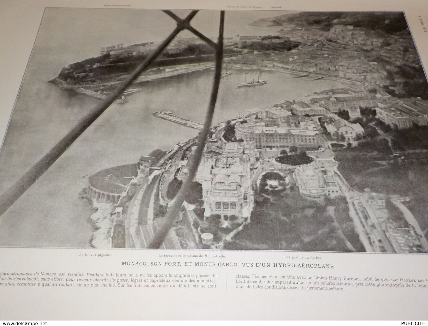 PHOTO DE MONACO SON PORT ET MONTE CARLO EN HYDRO AEROPLANE 1912 - Ohne Zuordnung