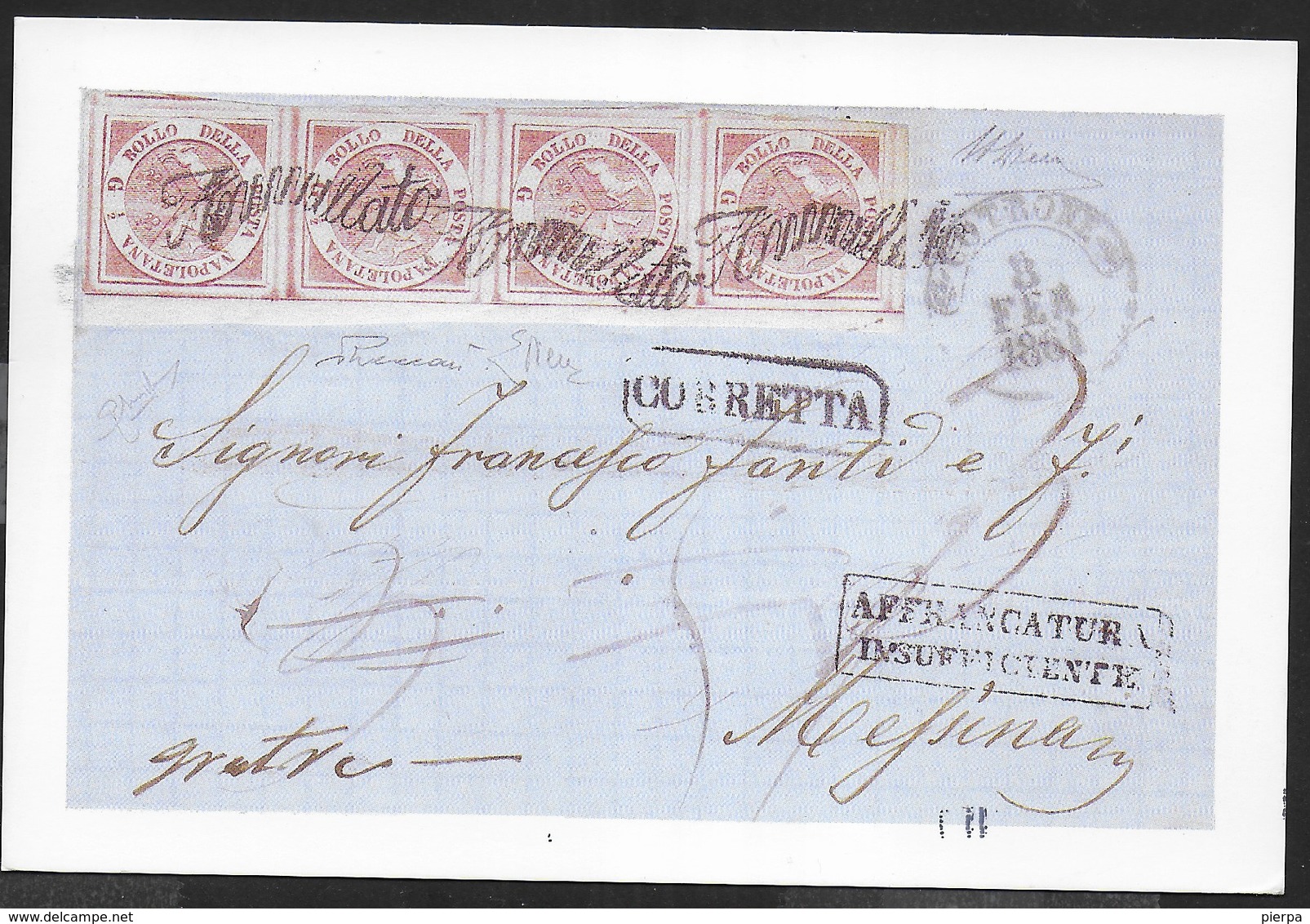 LETTERA DA COTRONE A MESSINA 1861- EDIZIONE VACCARI - VIAGGIATA 1998 - Francobolli (rappresentazioni)