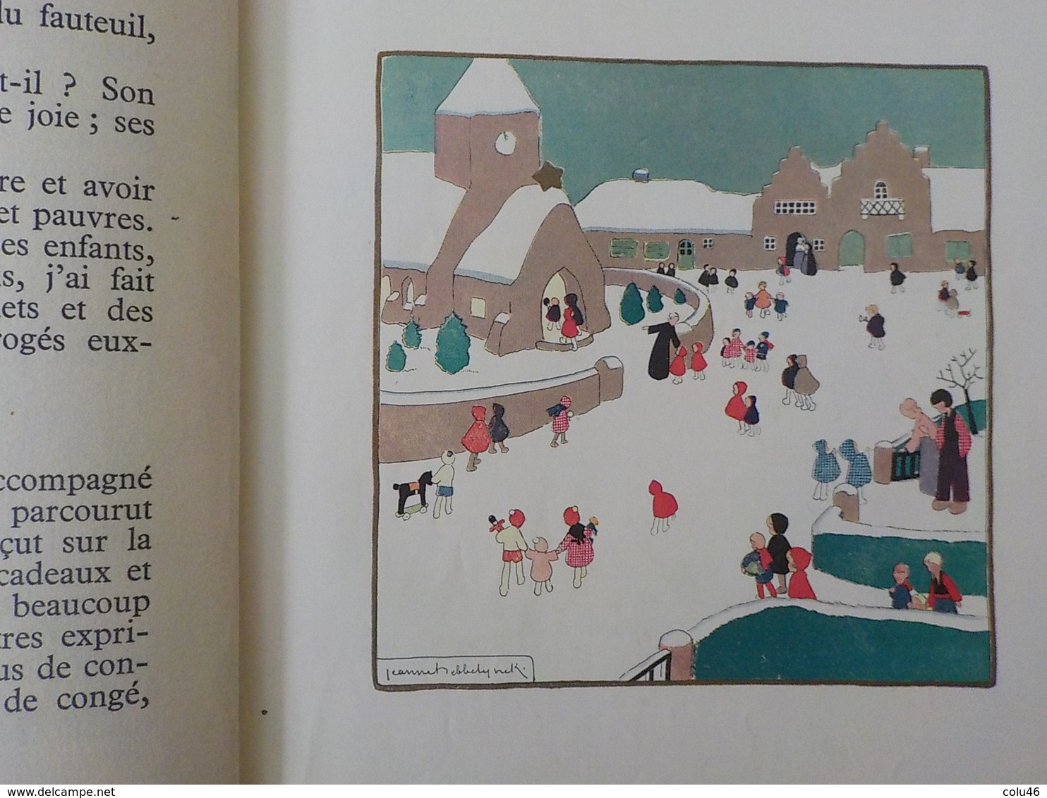 1934 livre enfant illustrations naïves Jeanne Hebbelynck Cinq contes de de Noël Desclée De Brouwer Melloy Camille