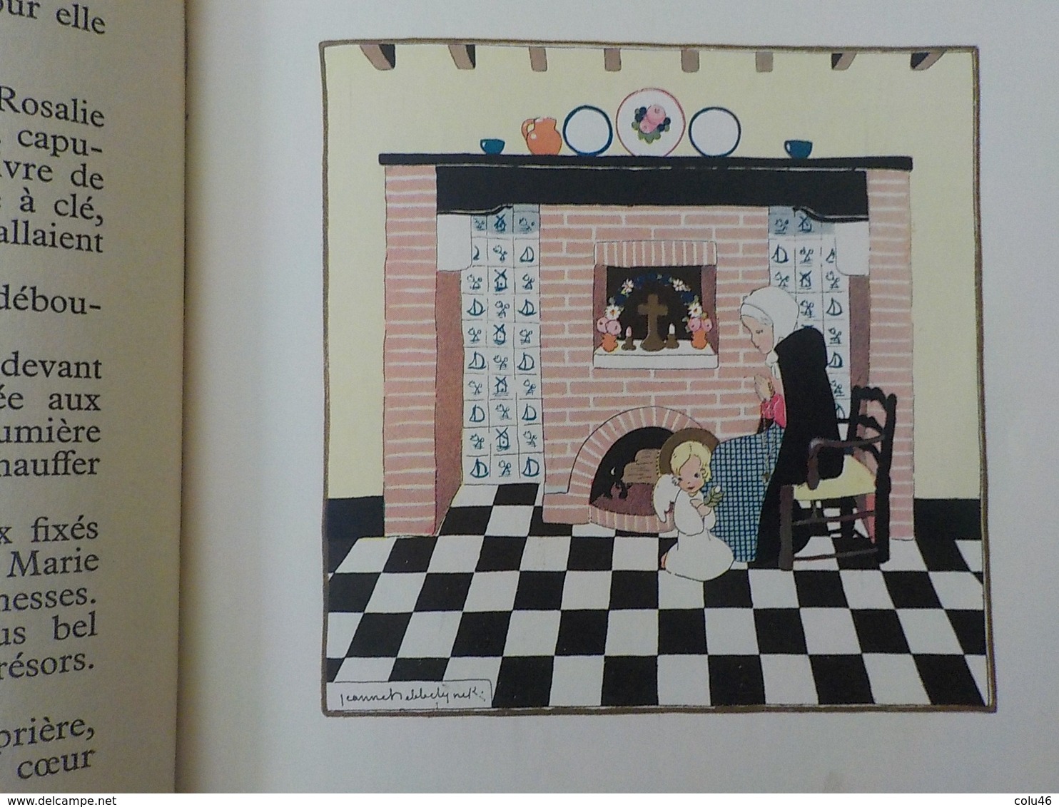 1934 livre enfant illustrations naïves Jeanne Hebbelynck Cinq contes de de Noël Desclée De Brouwer Melloy Camille