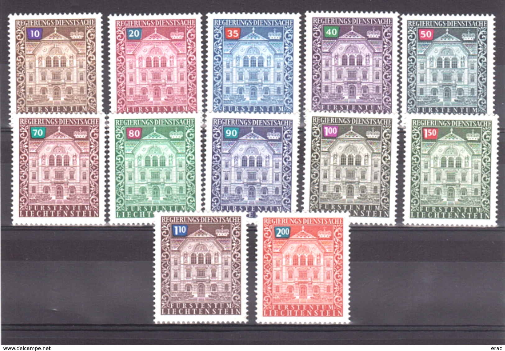 Liechtenstein - 1976 - Timbres De Service N° 57 à 68 - Neufs ** - Siège Du Gouvernement De Vaduz - Service