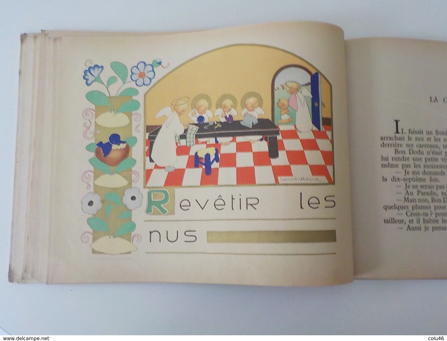 ancien livre enfant illustrations Jeanne Hebbelynck Petits Contes de chez nous Desclée De Brouwer anges angelots