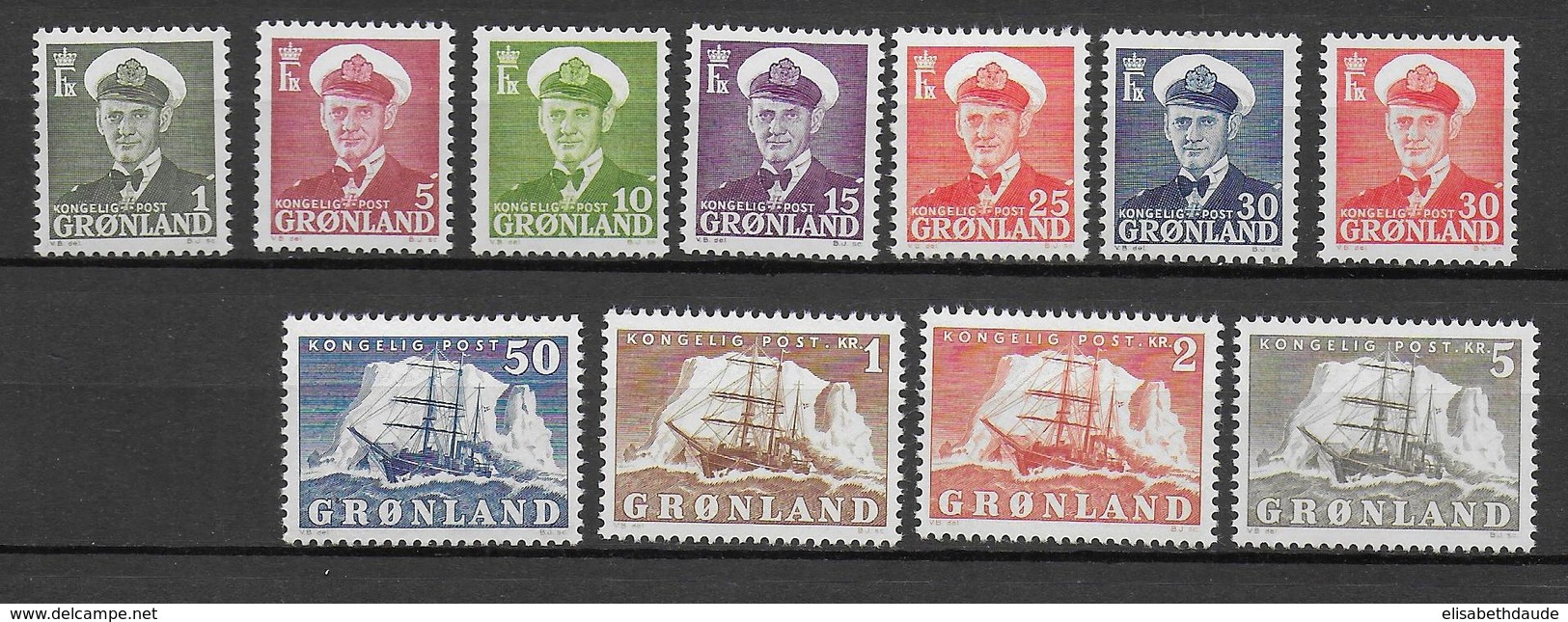 GROENLAND - 1950 - YVERT N°19/27 ** MNH - COTE = 150 EUR - Neufs