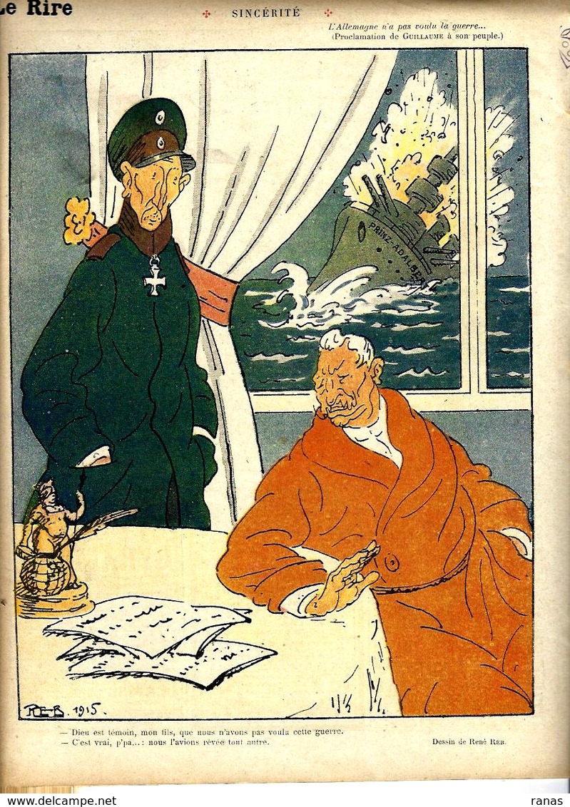 Revue Caricature Satirique Très Illustré Le Rire Rouge Anti Kaiser Germany Nam Guillaume N° 54 De 1915 - Other & Unclassified
