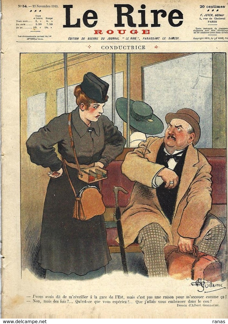 Revue Caricature Satirique Très Illustré Le Rire Rouge Anti Kaiser Germany Nam Guillaume N° 54 De 1915 - Other & Unclassified