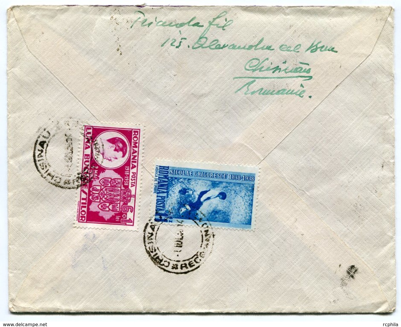 RC 10557 ROUMANIE 1938 LETTRE RECOMMANDÉE PAR AVION POUR PARIS FRANCE TB - Lettres & Documents