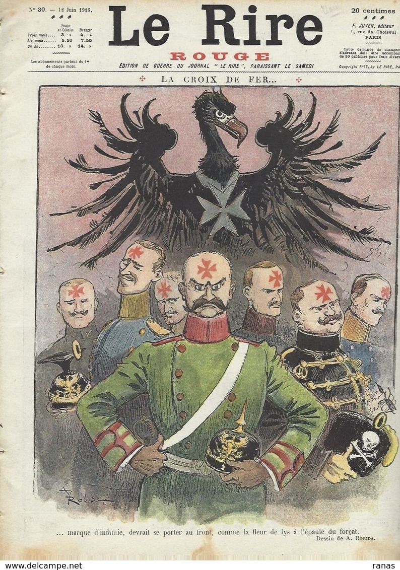 Revue Caricature Satirique Très Illustré Le Rire Rouge Anti Kaiser Germany N° 30 De 1915 Robida Poulbot - Other & Unclassified