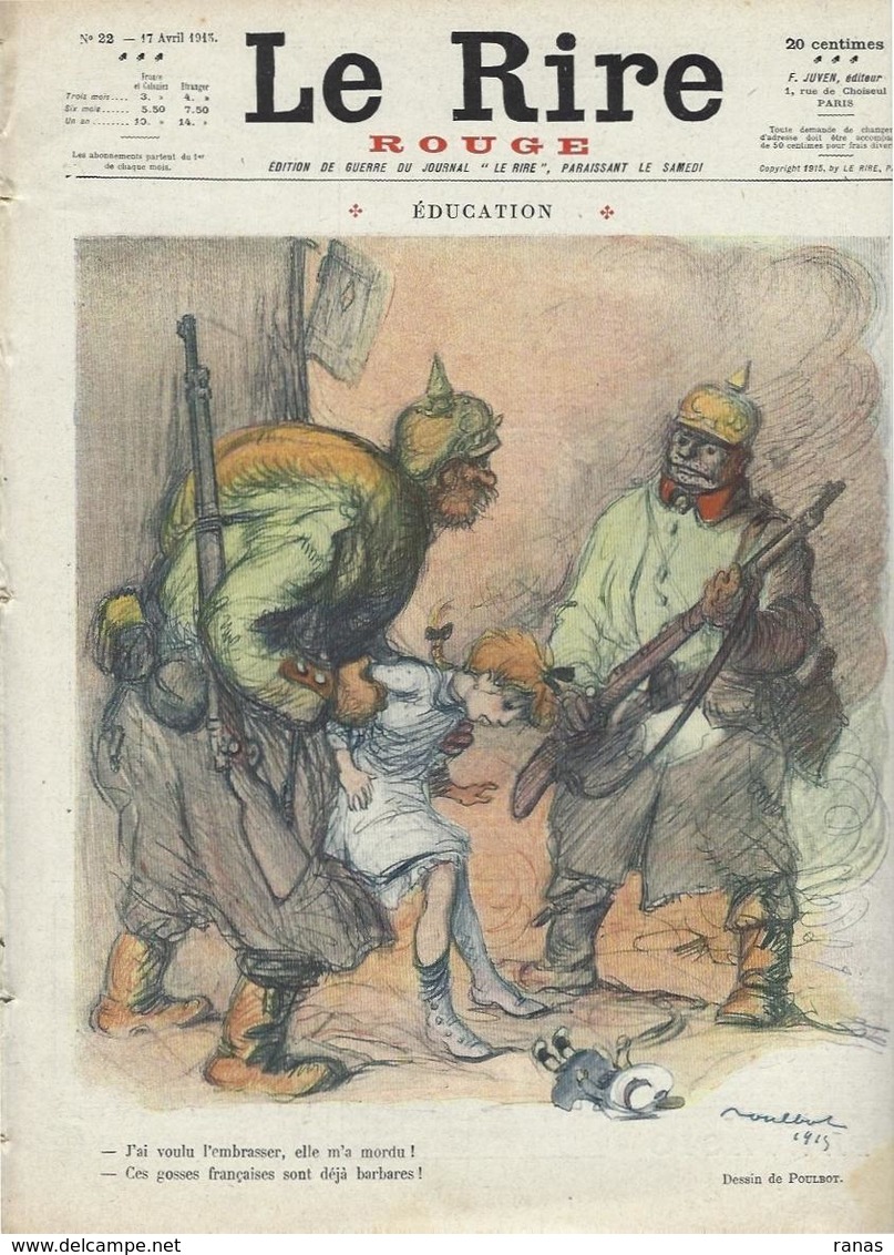 Revue Caricature Satirique Très Illustré Le Rire Rouge Anti Kaiser Germany N° 22 De 1915 Poulbot Capy Cosaques Russie - Autres & Non Classés