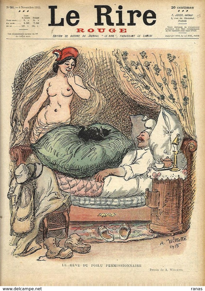 Revue Caricature Satirique Très Illustré Le Rire Rouge Anti Kaiser Germany N° 51 De 1915 Willette - Other & Unclassified