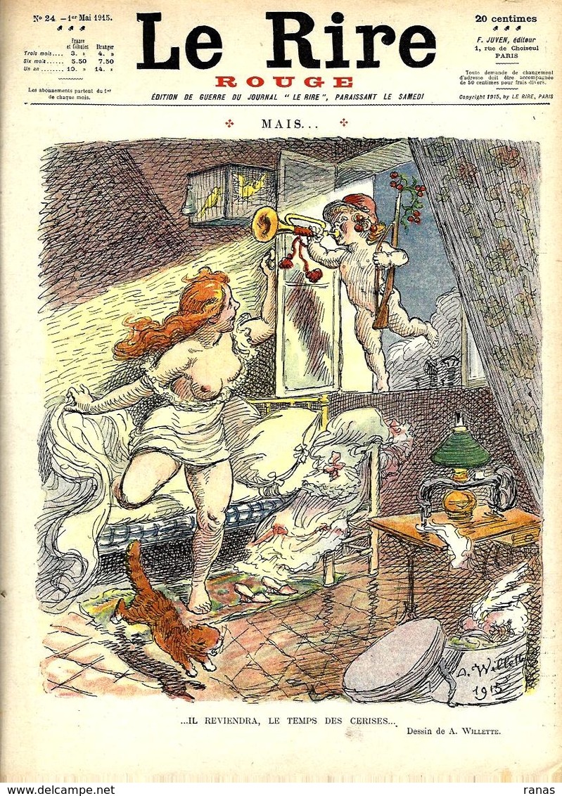 Revue Caricature Satirique Très Illustré Le Rire Rouge Anti Kaiser Germany N° 24 De 1915 Willette Chat Cat - Other & Unclassified