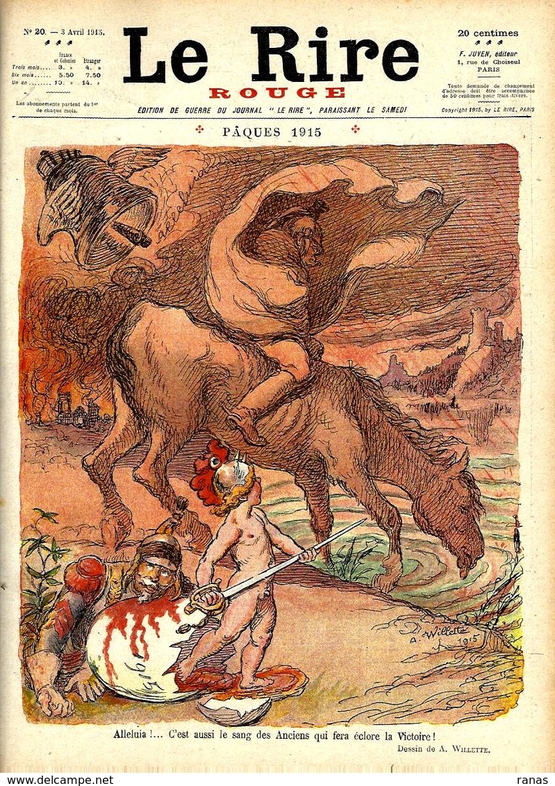 Revue Caricature Satirique Très Illustré Le Rire Rouge Anti Kaiser Germany N° 20 De 1915 Willette Zeppelin Sous Marin - Other & Unclassified