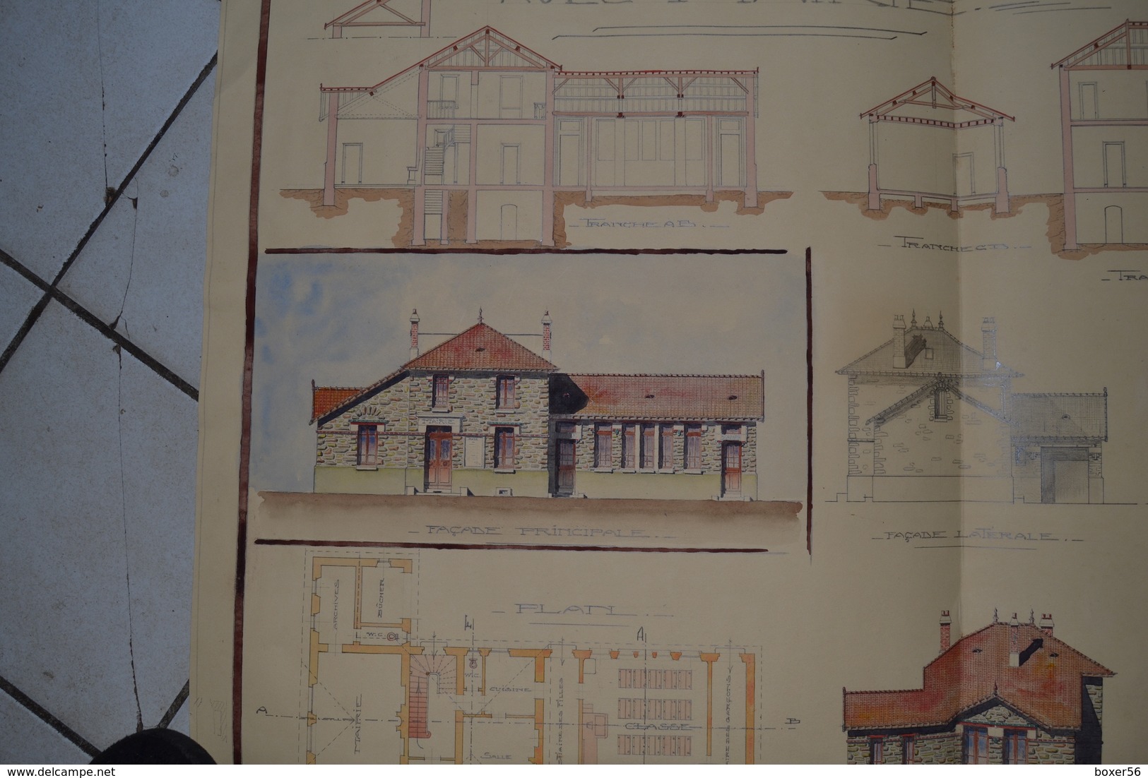 LOT  DESSINS ET PLANS D ARCHITECTURES ANCIENS DEBUT 20É MAISON ECOLE MAIRIE - Architettura