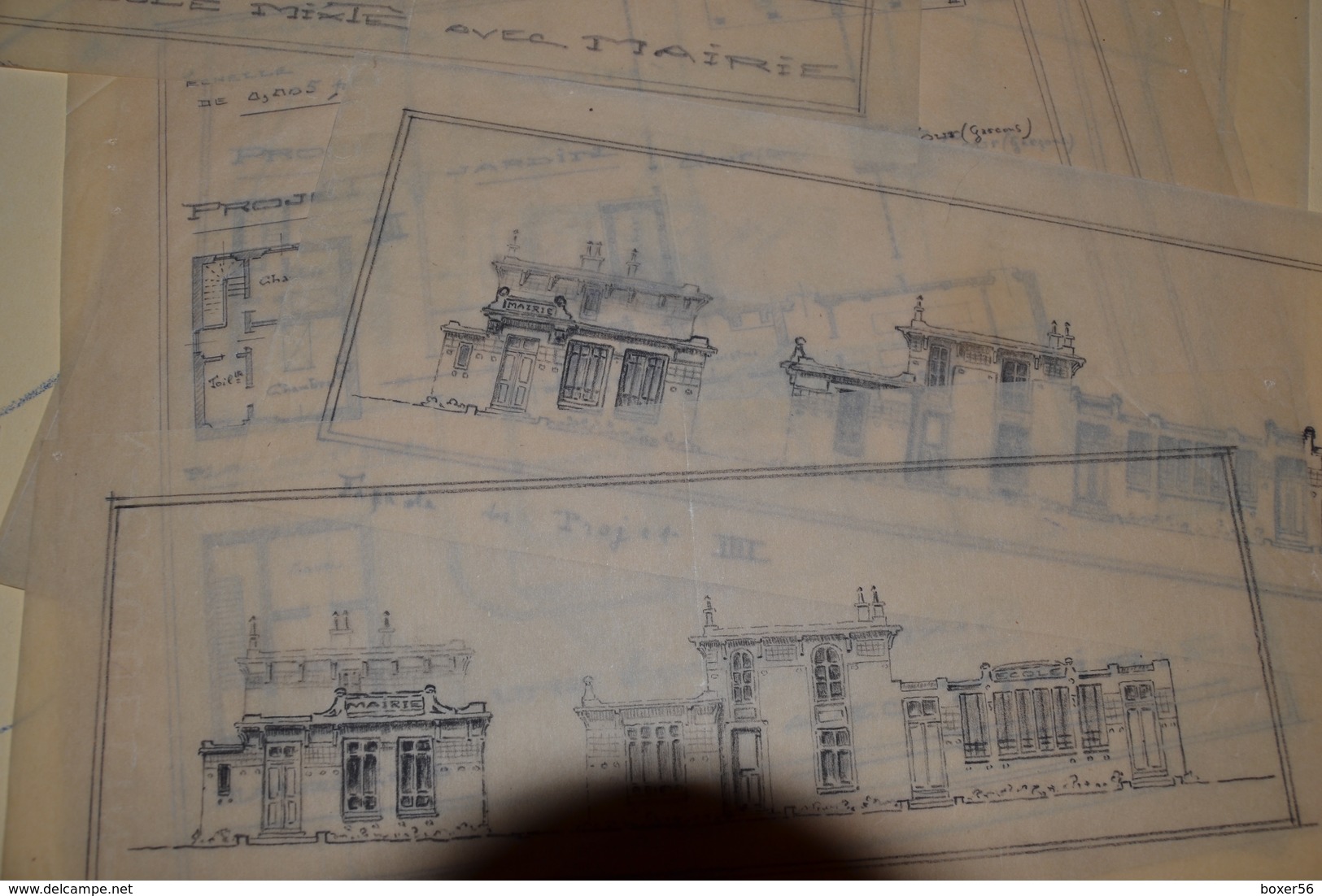 LOT  DESSINS ET PLANS D ARCHITECTURES ANCIENS DEBUT 20É MAISON ECOLE MAIRIE