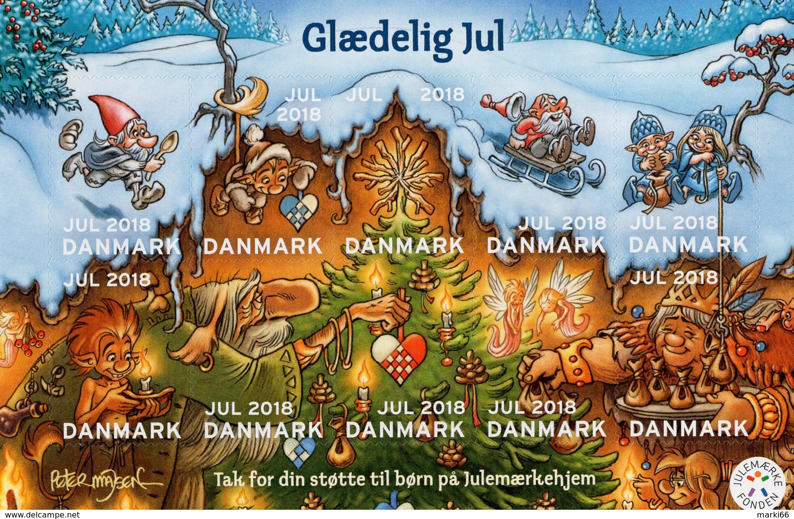 Denmark - 2018 - Merry Christmas - Mint Self-adhesive Charity Souvenir Sheet - Ongebruikt