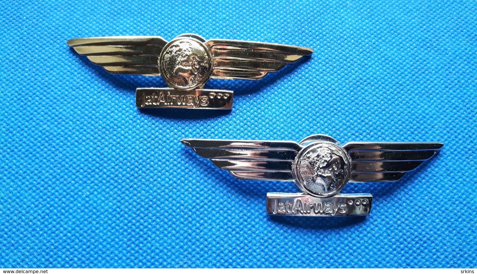 PILOT & CO-PILOT(or Steward) AVIATION SIGNS MARKS JAT AIRWAYS Sign Mark Badge Serbia Airline Airlines - Crew Badges