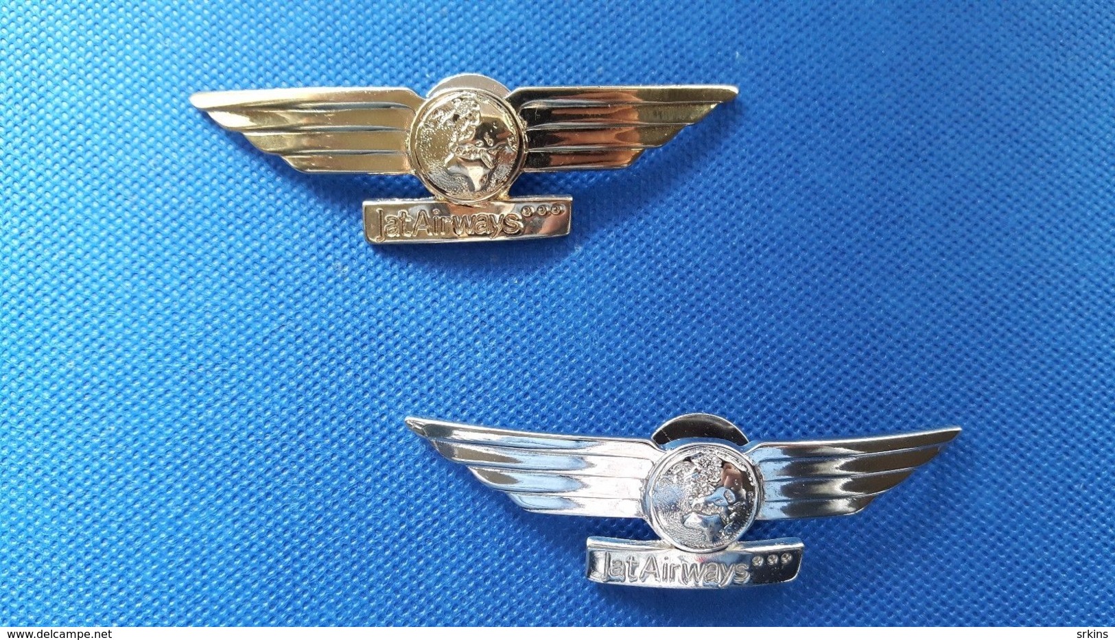 PILOT & CO-PILOT(or Steward) AVIATION SIGNS MARKS JAT AIRWAYS Sign Mark Badge Serbia Airline Airlines - Crew Badges