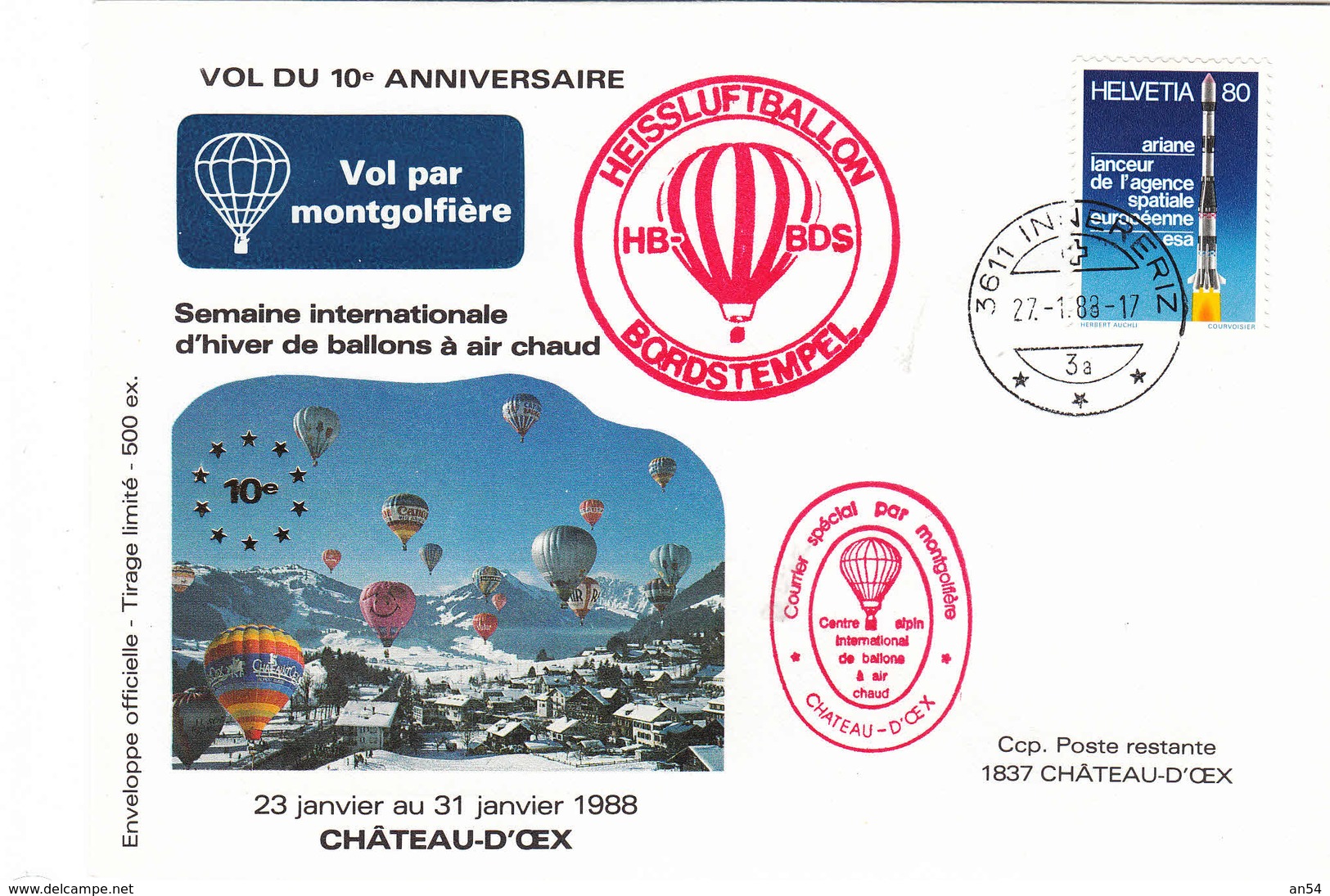 VOL BALLON   CHATEAU-D'OEX   1988 - Autres & Non Classés