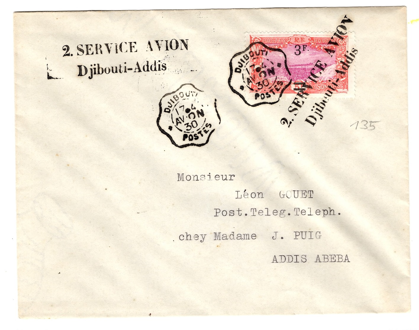 Côte Des Somalis Maury N° 119 Sur Très Belle Lettre De 1930. B/TB. A Saiisir! - Lettres & Documents