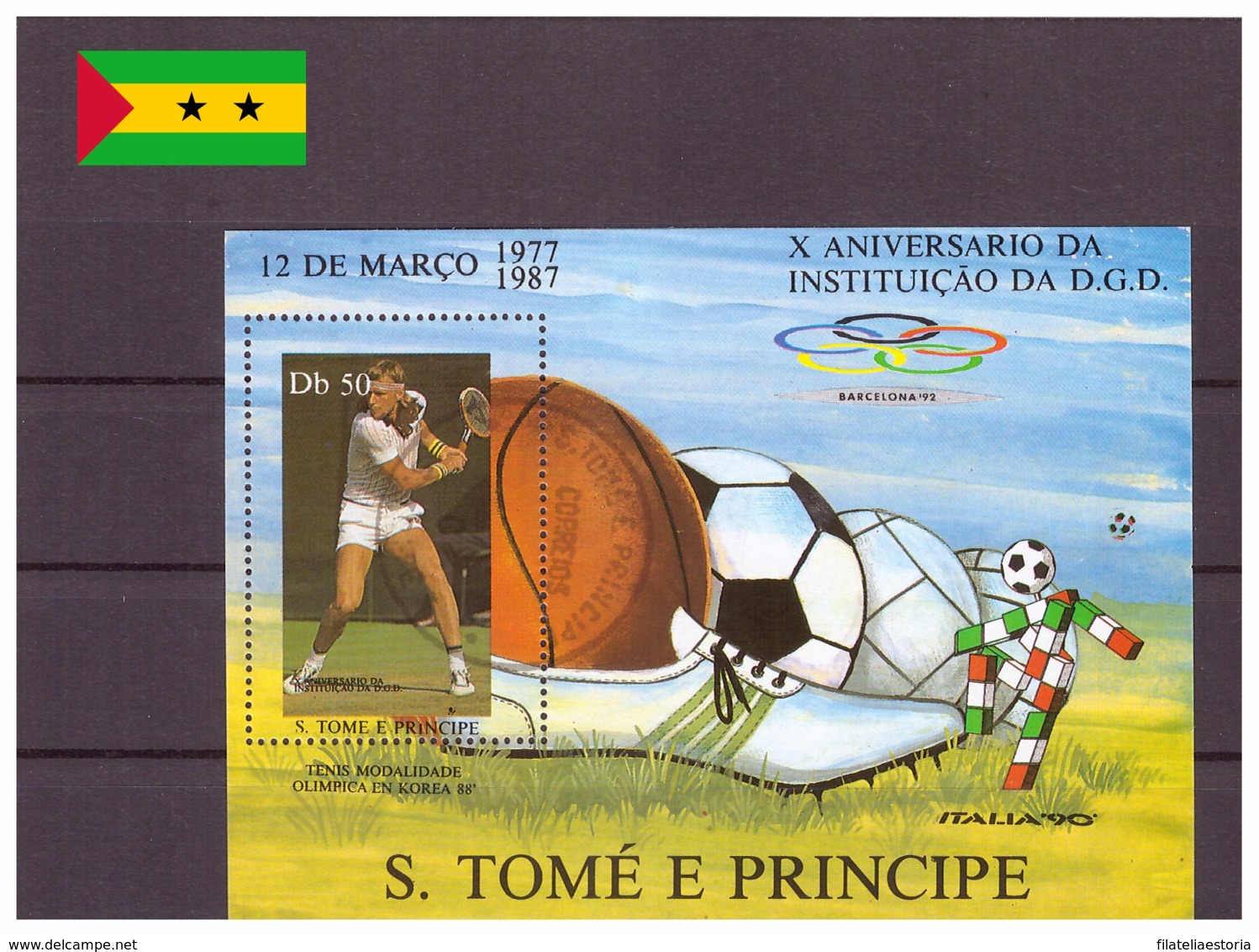 Sao Tome Et Principe 1987 - Oblitéré - Tennis - Michel Nr. Bloc 171 (stp022) - Sao Tome Et Principe