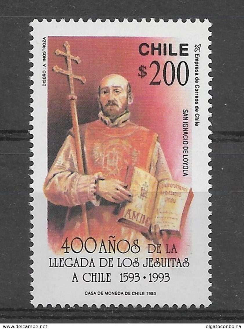 CHILE YEAR 1993,  400 YEARS OF THE ARRIVAL OF THE JESUITS, JESUITEN, RELIGION SCOTT 1040 MICHEL 1546 - Chile