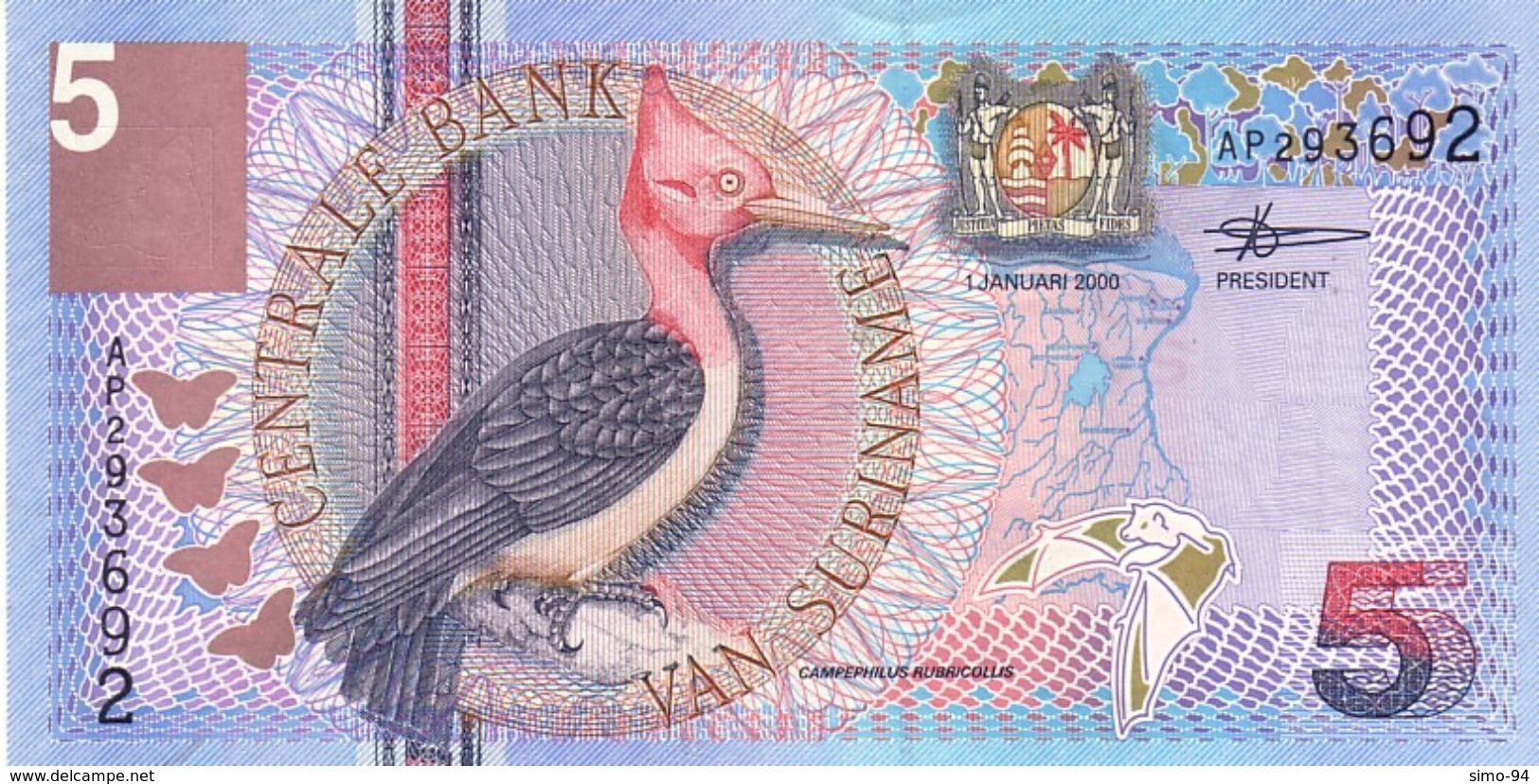 Surinam P.146   5 Gulden 2000  Unc - Surinam