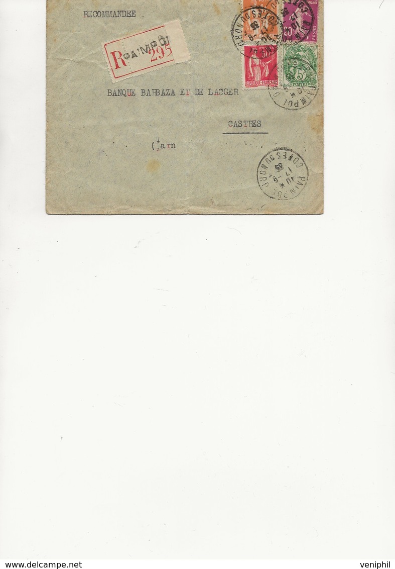 LETTRE RECOMMANDEE AFFRANCHIE N ° 111 - 190 - 283 - 286 - CAD PAIMPOL - COTES DU NORD -1933 - 1921-1960: Periodo Moderno