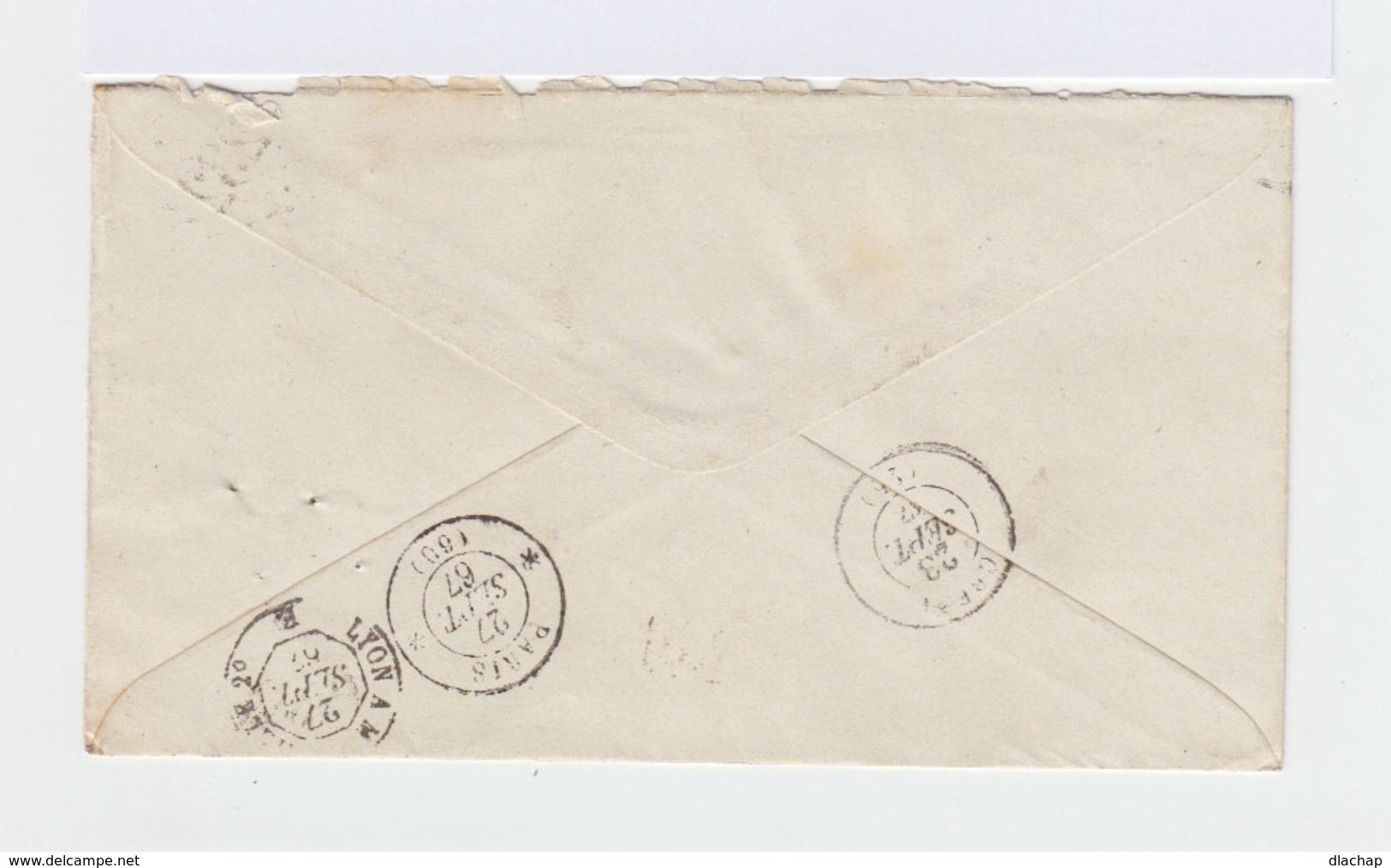 Sur Enveloppe Type Napoléon III 40 C Orange Oblitération Losange. CAD Maromme 1867. (893) - 1849-1876: Période Classique