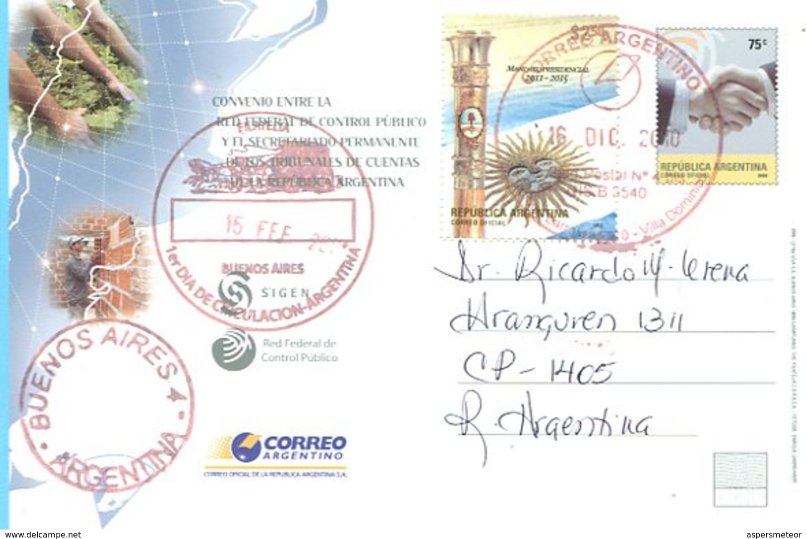 RED FEDERAL DE CONTROL PUBLICO 2006 ARGENTINA ENTERO POSTAL CIRCULATED -LILHU - Storia Postale