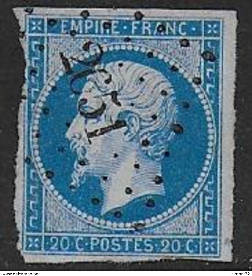 Napoléon N° 14Ae - Bleu Sur Lilas  - Cote : 80 € - Obl. PC 2651 De RENWEZ ( Ardennes ) - 1853-1860 Napoléon III