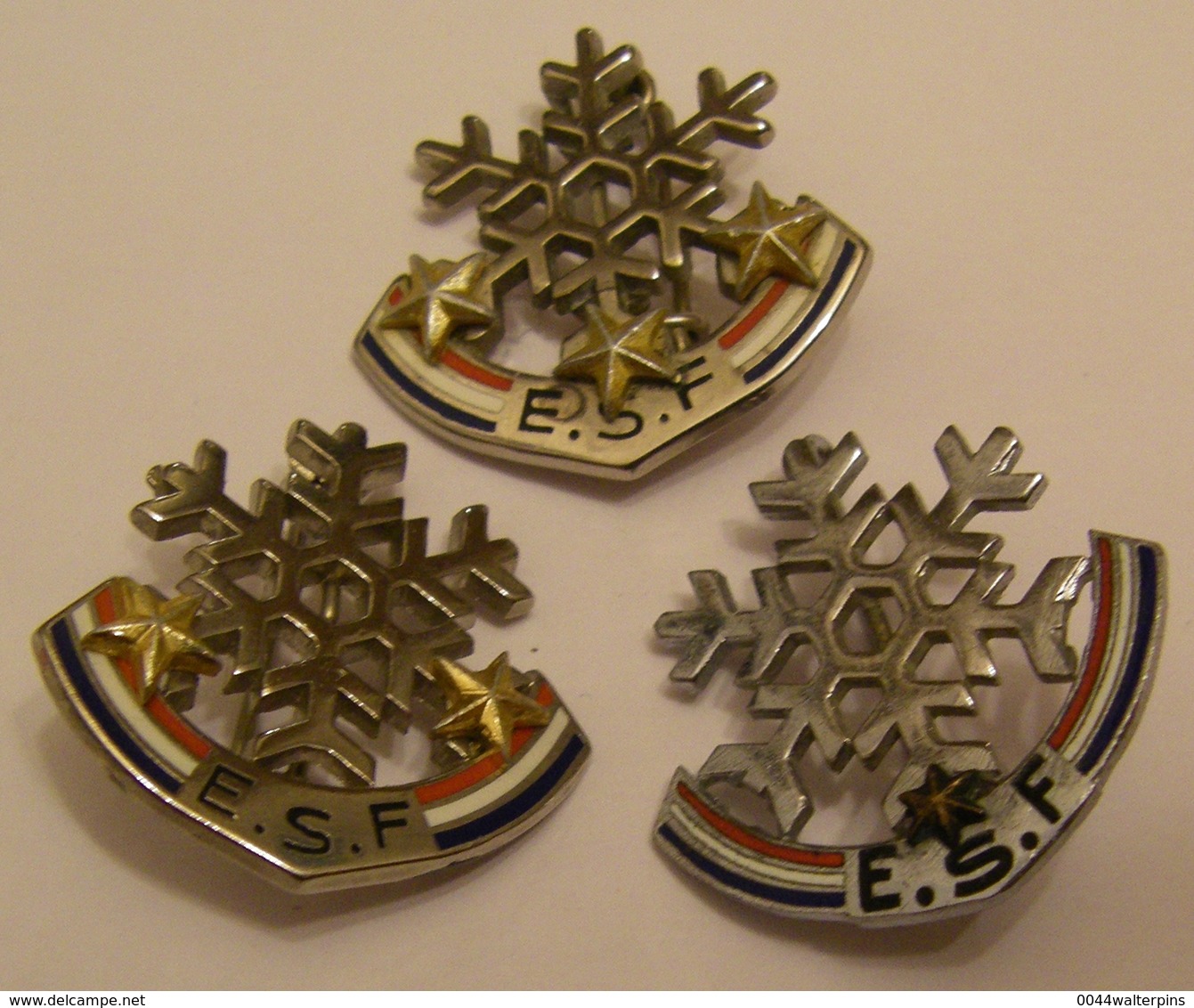 LOT DE 3 BROCHES ESF 1 2 Et 3 ETOILES SIGNEES DECAT Et MOUTEREAU No Pin Pin's Pins - Winter Sports