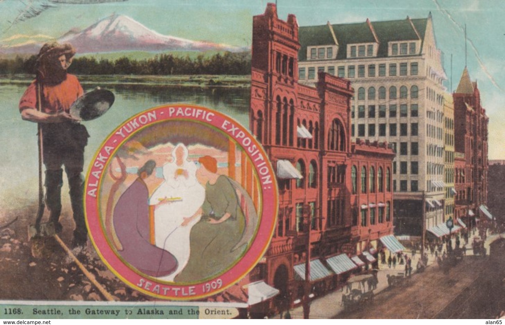 1909 Alaska-Yukon-Pacific Expostion, Seattle Washington, Gold Mining, Street Scene, C1900s Vintage Postcard - Exhibitions
