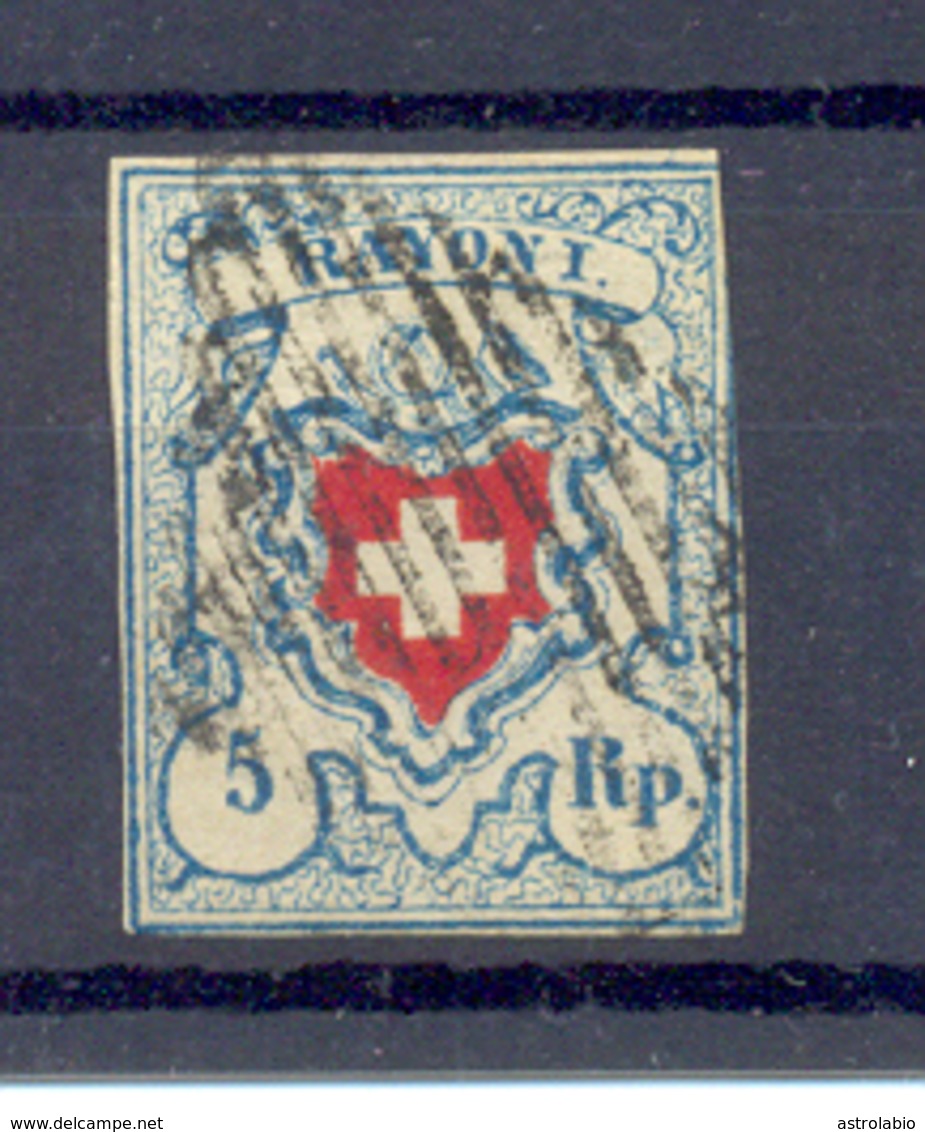 " Croix Non Encadrée, Rayon I "1851, Yvert 20, Cat. 130.00 Euros. - 1843-1852 Federal & Cantonal Stamps