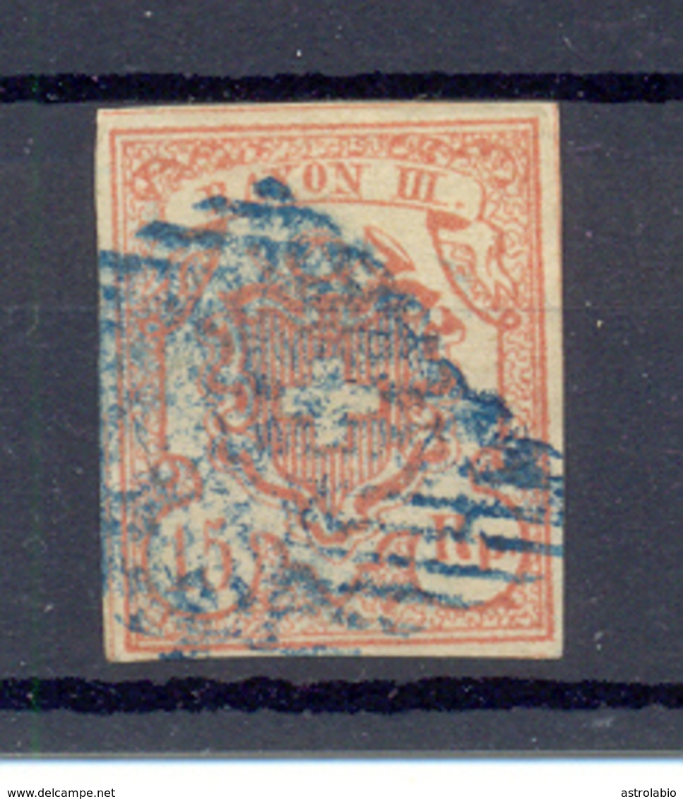 " Croix Non Encadrée, Rayon III "1852, Yvert 23, Cat. 125.00 Euros. - 1843-1852 Federale & Kantonnale Postzegels