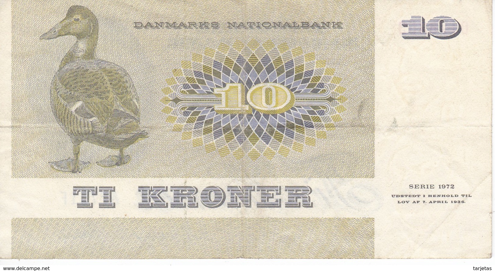 BILLETE DE DINAMARCA DE 10 KRONER DEL AÑO 1972 (BANK NOTE) - Dinamarca