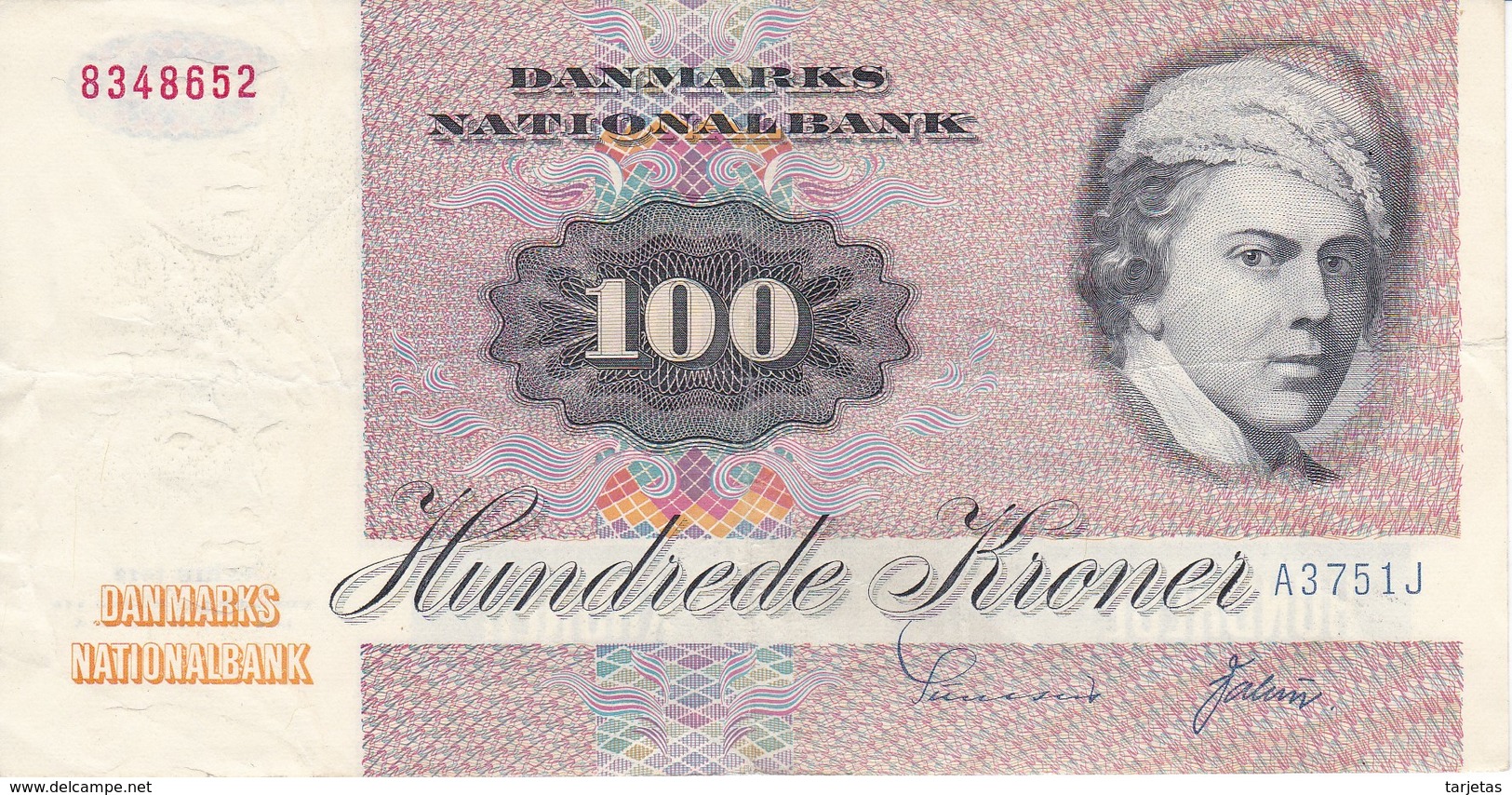 BILLETE DE DINAMARCA DE 100 KRONER DEL AÑO 1972  (BANKNOTE) - Danemark