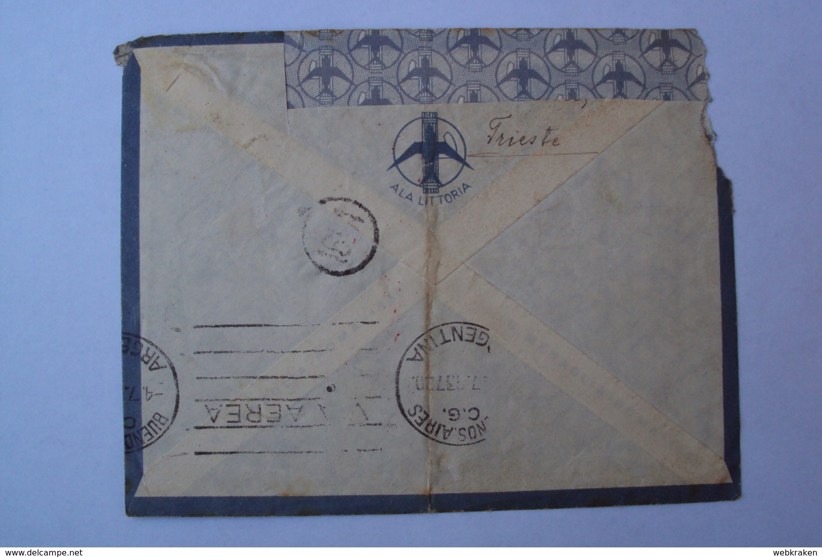 STORIA POSTALE LETTERA  POSTA AEREA  VOLO ZEPPELIN TRIESTE SUD AMERICA BUENOS AIRES ARGENTINA 1937 RETRO INDIR. TAGLIATO - Storia Postale (Zeppelin)
