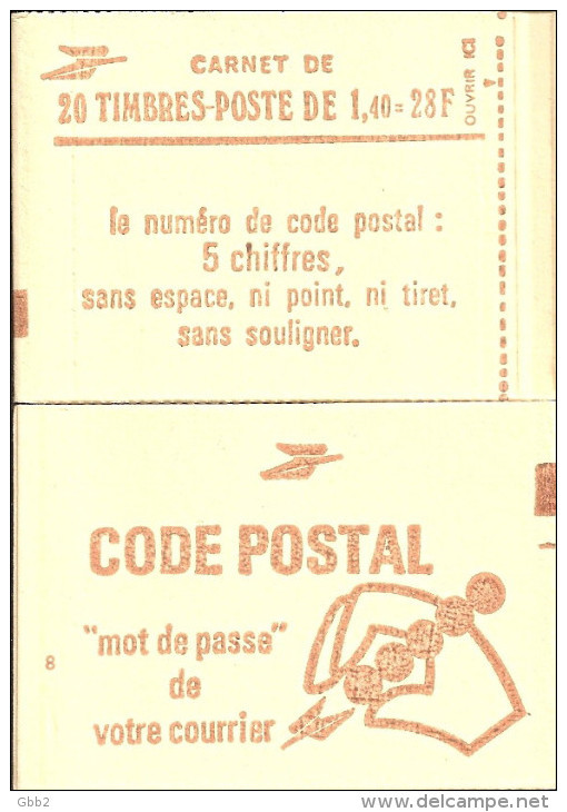 CARNET 2102-C 7 Sabine De Gandon "CODE POSTAL" Fermé. Parfait état Bas Prix TRES RARE. - Modernes : 1959-...