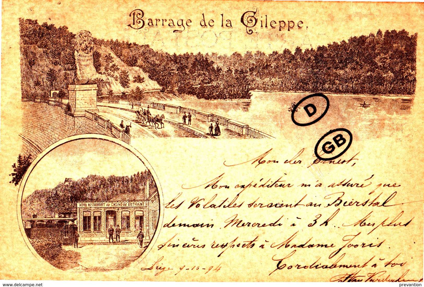 BARRAGE DE LA GILEPPE - Superbe Carte Envoyée Le 9-10-1894 - Limbourg