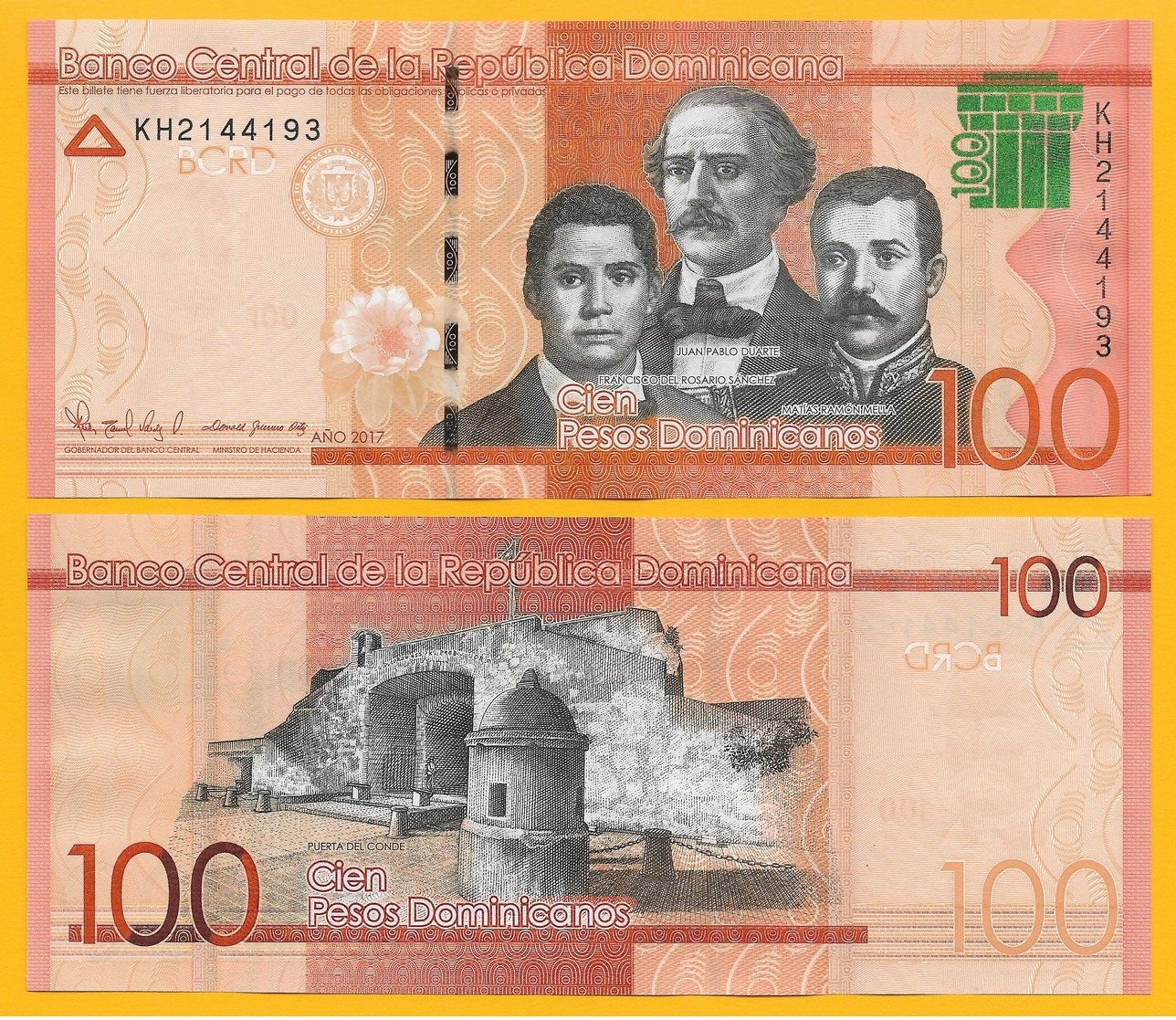 Dominican Republic 100 Pesos Dominicanos P-new 2017(2018) Modified Design UNC - República Dominicana