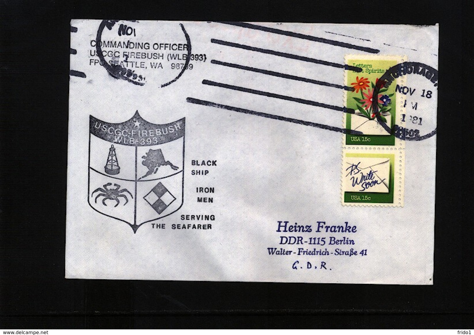 USA 1981  USCGC (WLB393)  Interesting Cover - Scientific Stations & Arctic Drifting Stations