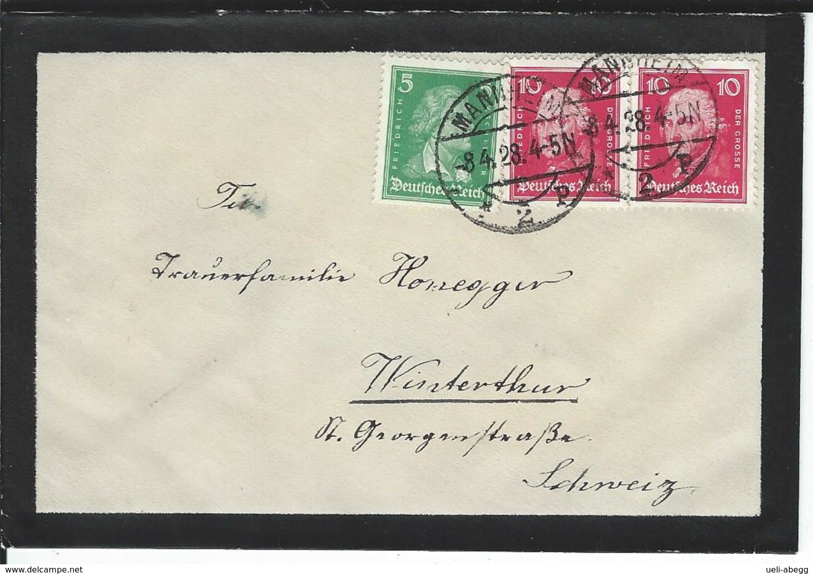 Deutsches Reich 388, 2x390 Mannheim 8.4.28 Nach Winterthur CH - Covers & Documents